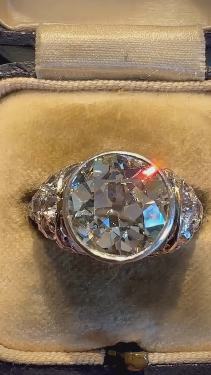 3.46ct Antique Old European Cut Diamond Ring