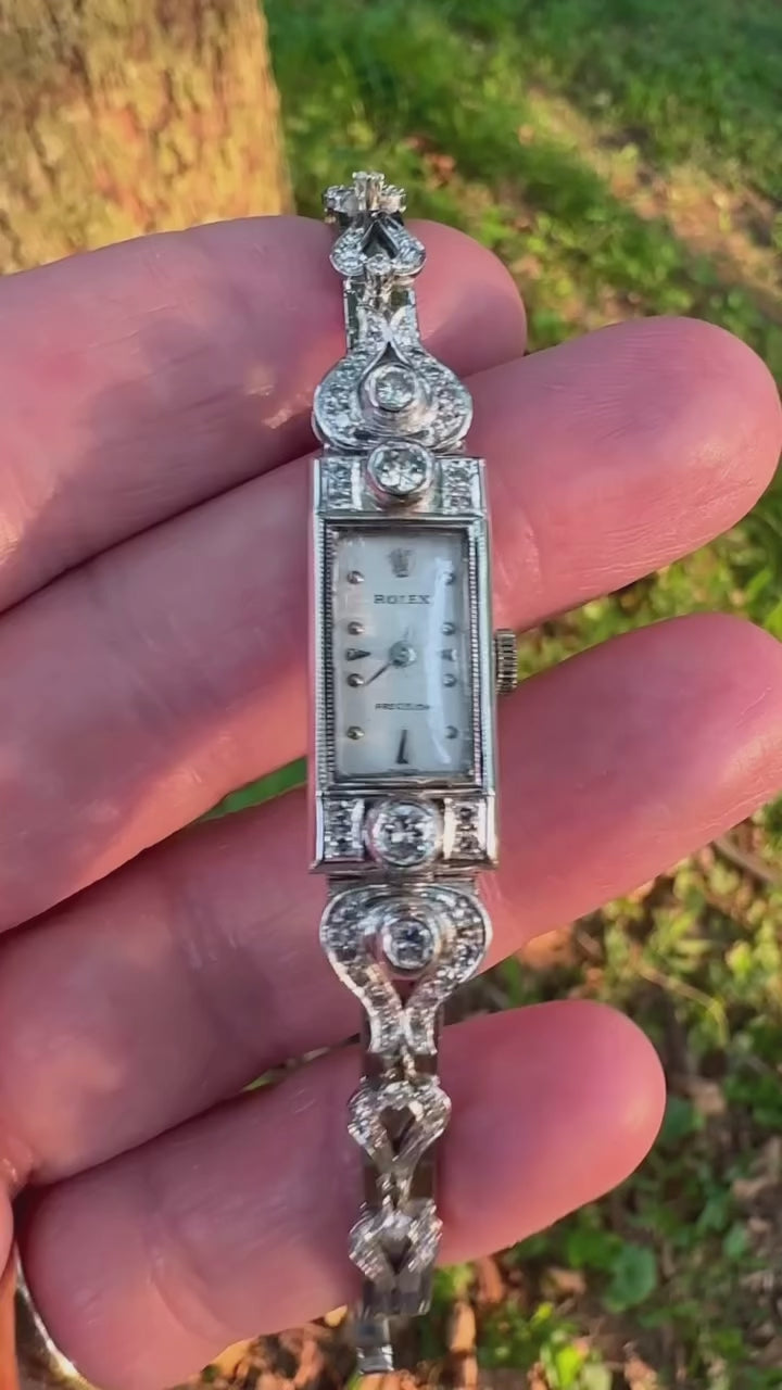 Vintage 18K Rolex Precision Diamond Cocktail Watch 1950s