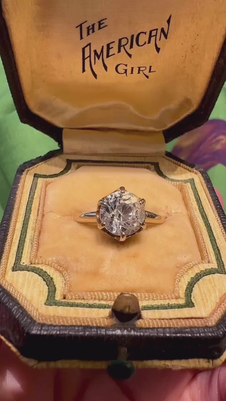 Antique 14K Yellow Gold Old-Cut Synthetic / Paste White Stone Diamond Ring