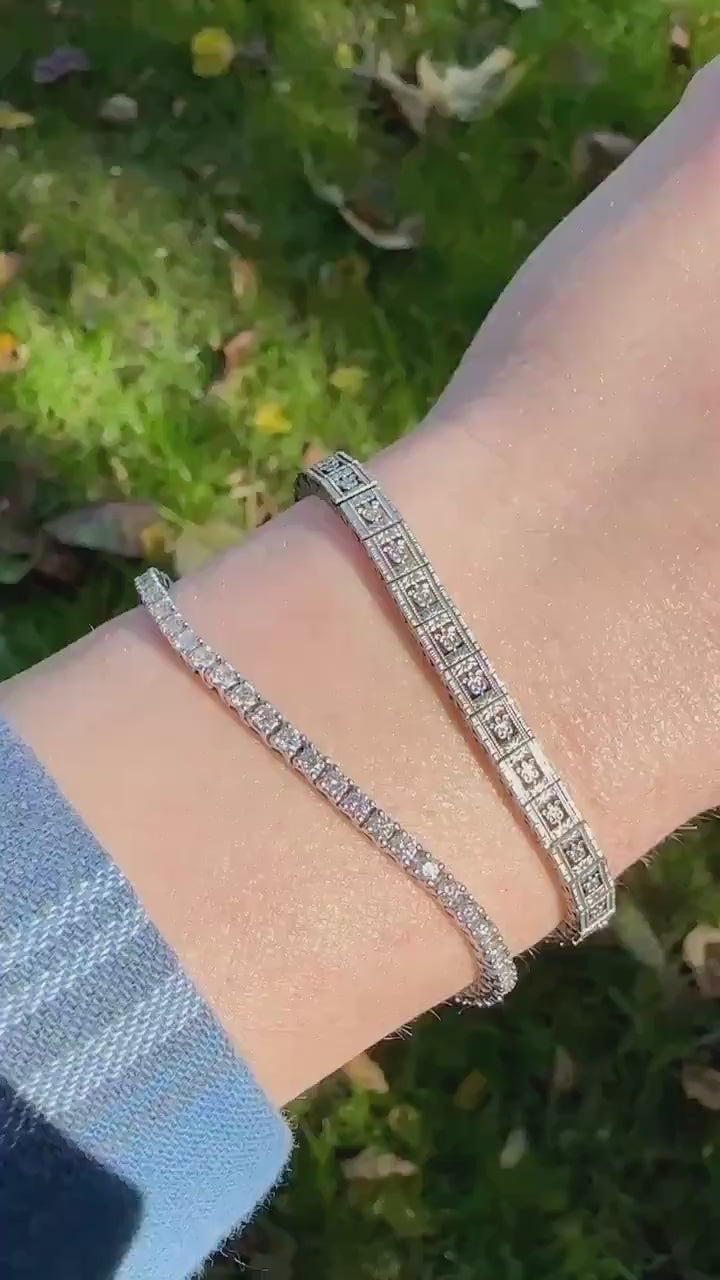 Antique 14K White Gold Filigree Bracelet With Detailed Engraving